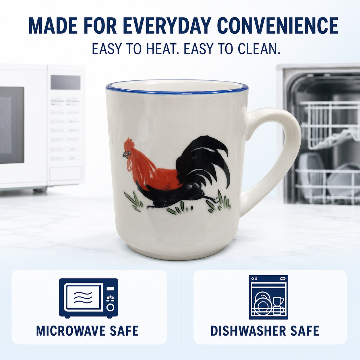 Red Rooster 8.5 oz Coffee Mugs – Set of 4
