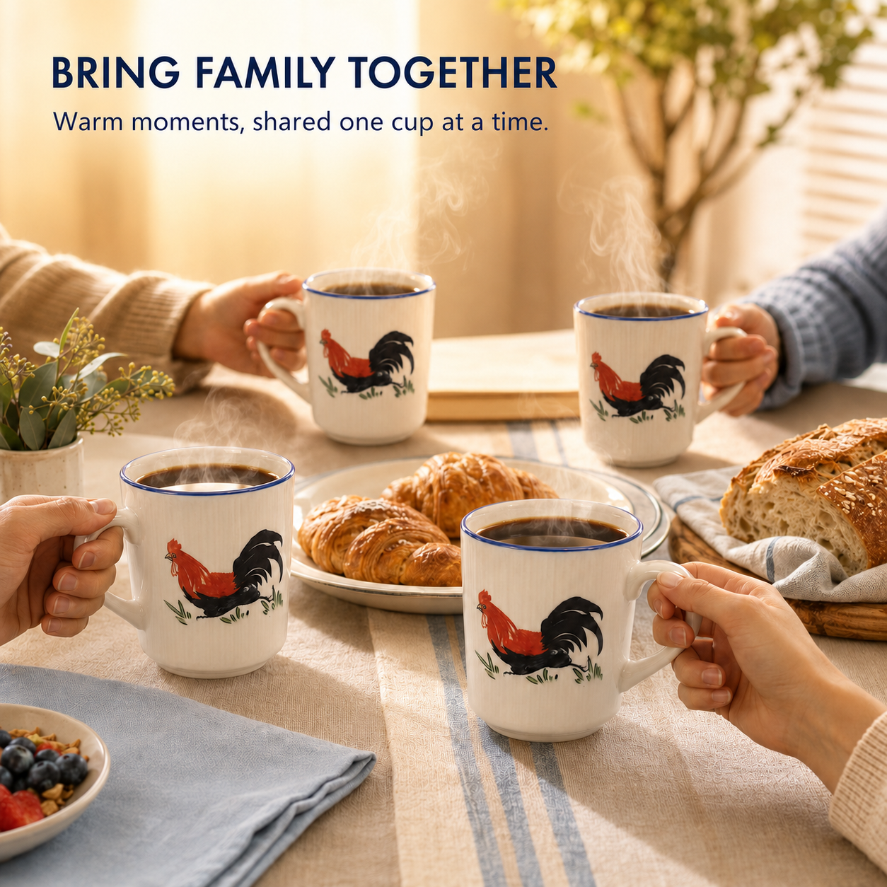 Red Rooster 8.5 oz Coffee Mugs – Set of 4
