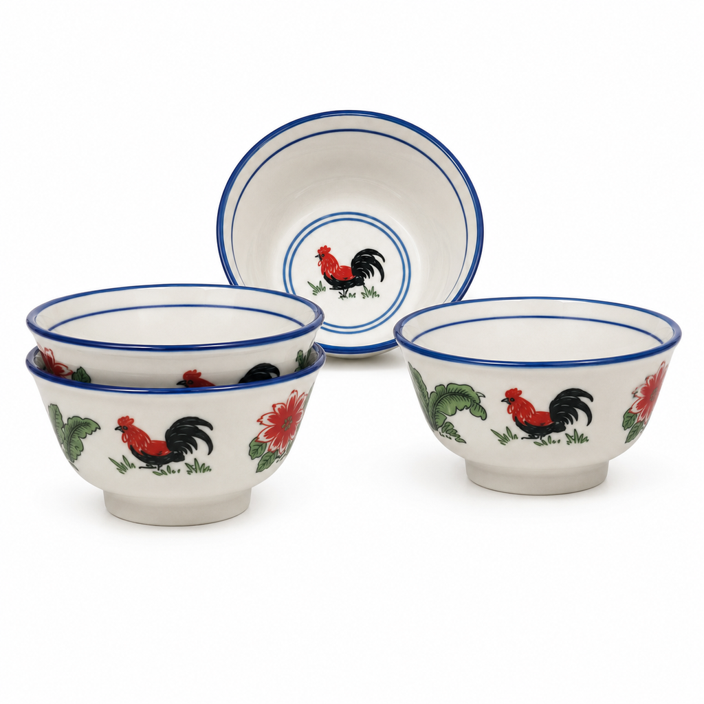 Red Rooster 4.5-Inch Leaf Rim Bowls – Set of 4