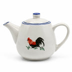 Traditional Blue & White Rooster Porcelain Teapot