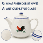 Traditional Blue & White Rooster Porcelain Teapot
