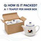 Traditional Blue & White Rooster Porcelain Teapot