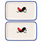 Red Rooster 9-Inch Rectangular Plates – Set of 2