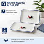 Red Rooster 9-Inch Rectangular Plates – Set of 2