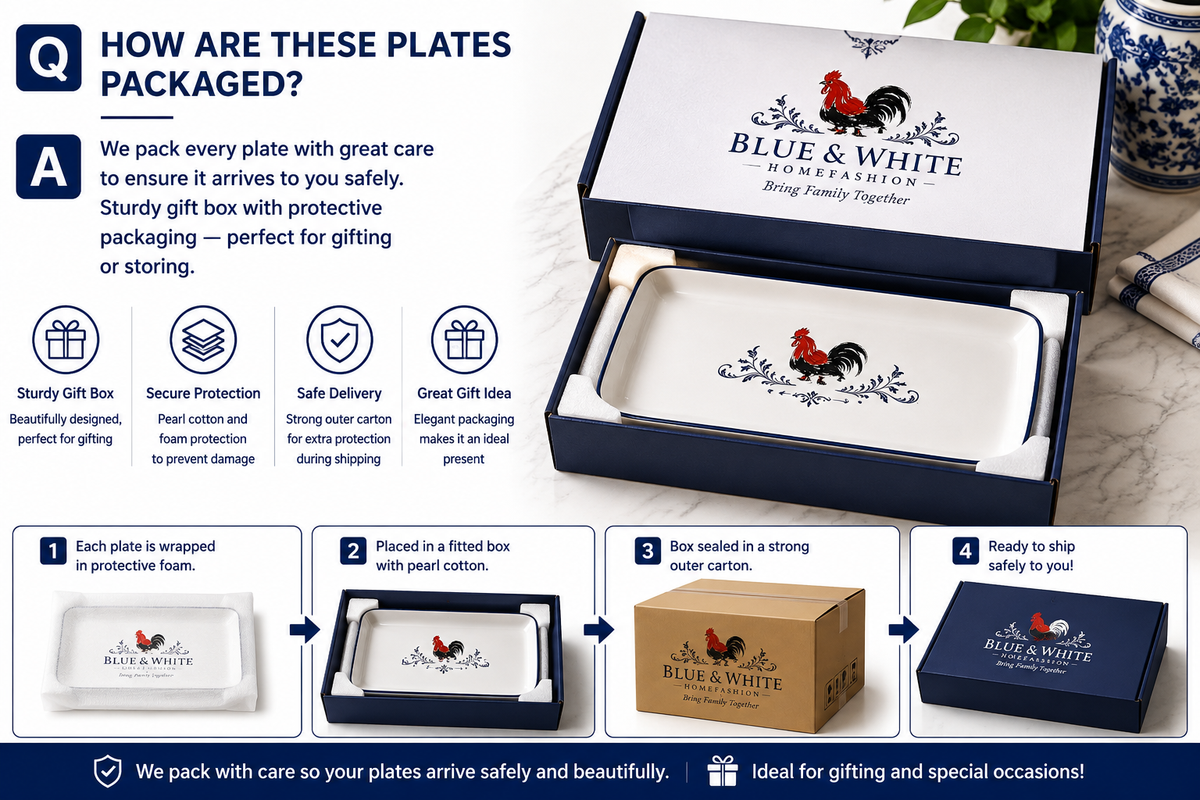 Red Rooster 9-Inch Rectangular Plates – Set of 2