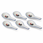 Red Rooster Medium Porcelain Soup Spoons – Set of 6