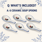 Red Rooster Medium Porcelain Soup Spoons – Set of 6