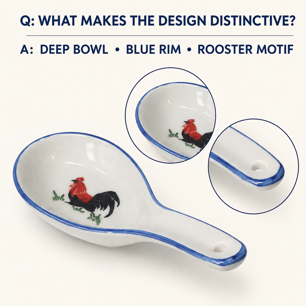 Red Rooster Medium Porcelain Soup Spoons – Set of 6