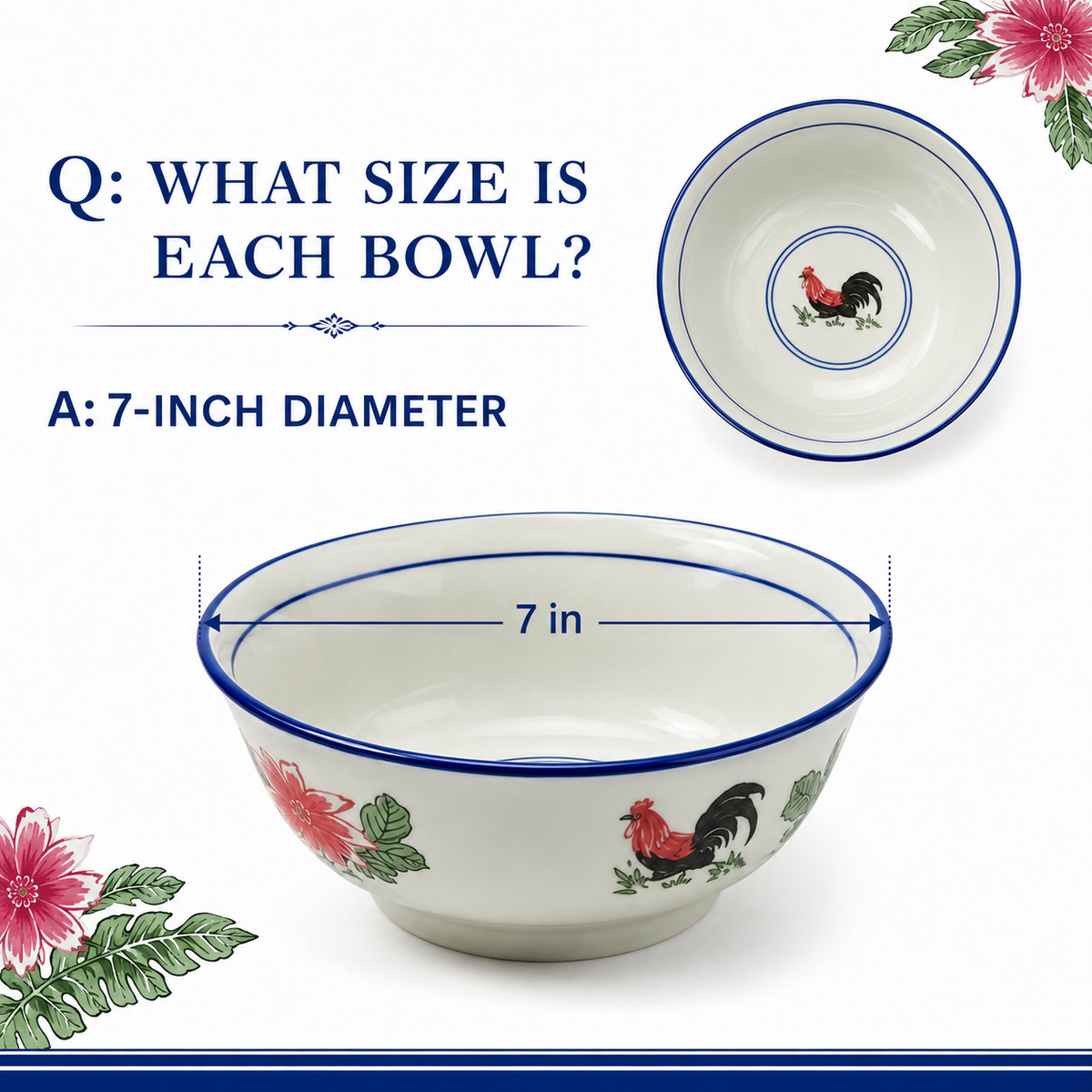 Red Rooster 7-Inch Serving Bowls – Set of 4