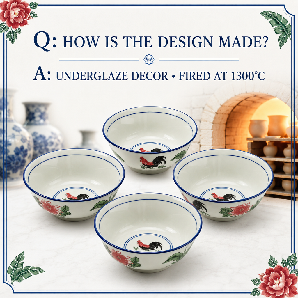 Red Rooster 7-Inch Serving Bowls – Set of 4