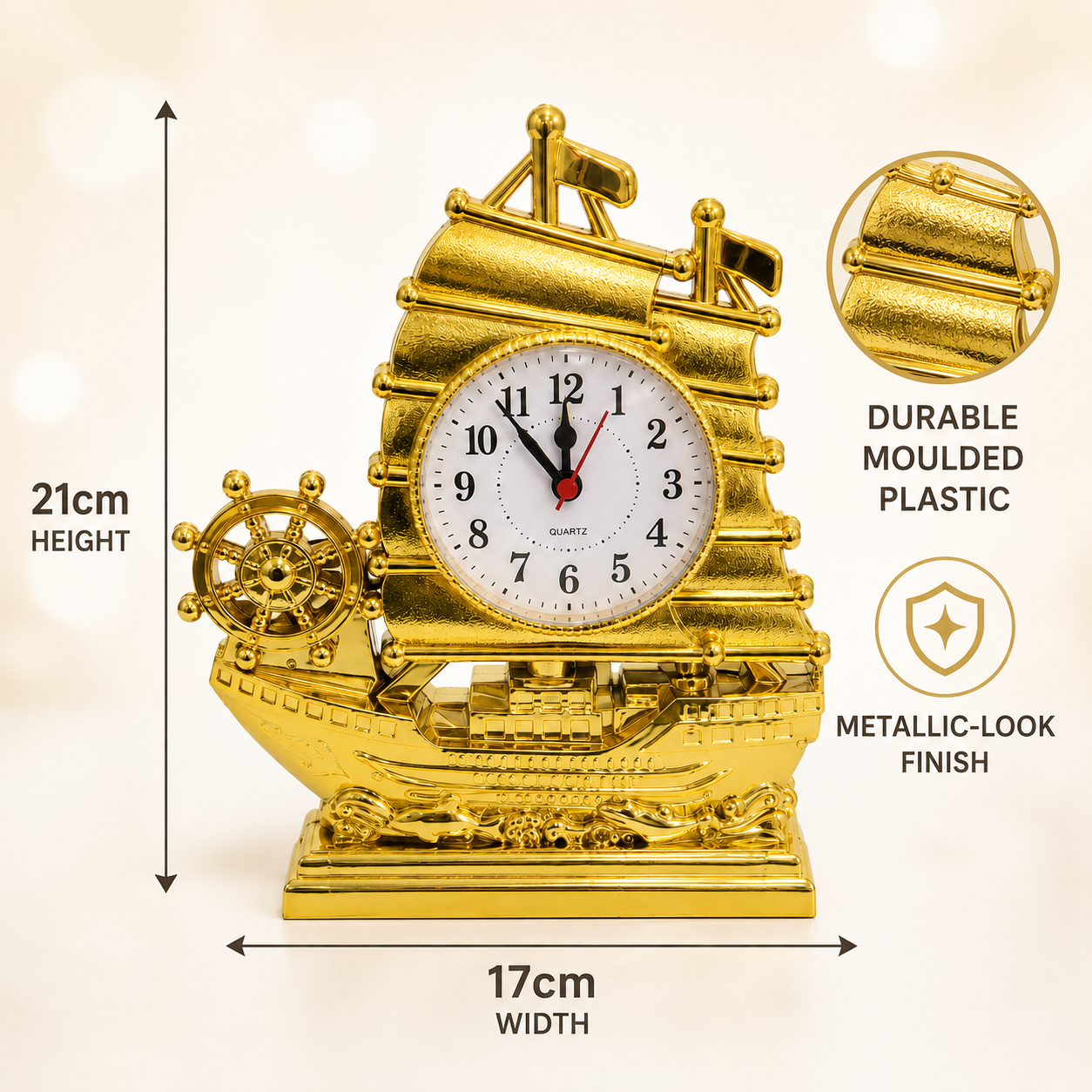 21cm Sailing Ship Alarm Clock – YY7735