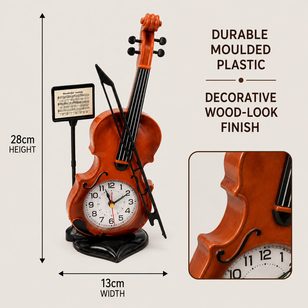 Violin-Shaped Table Alarm Clock – ZH888