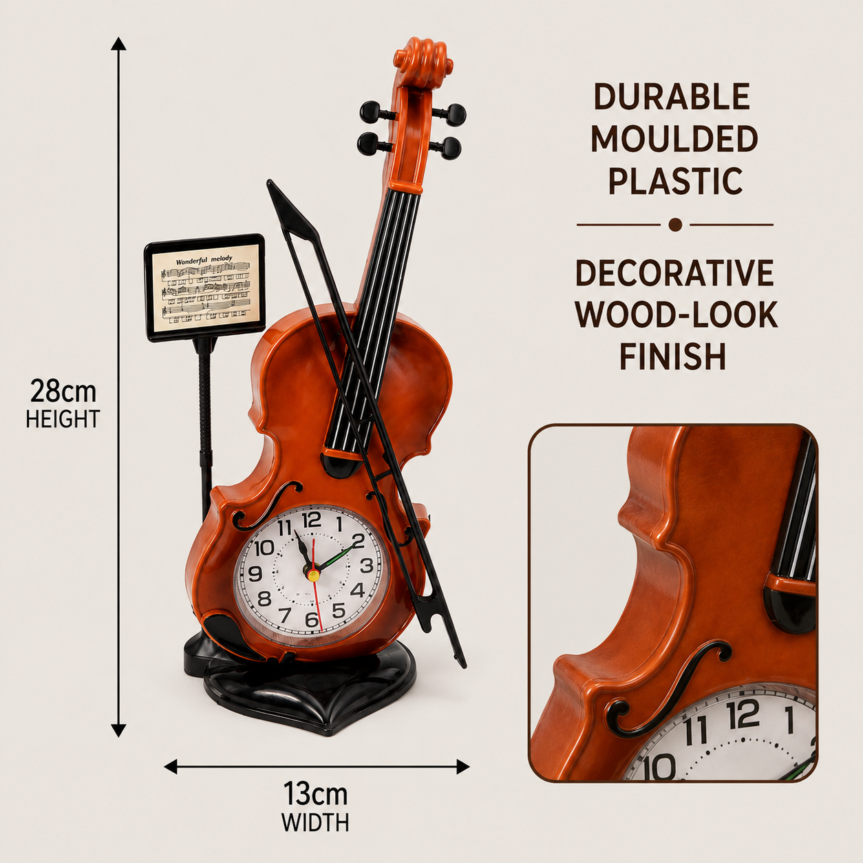 Violin-Shaped Table Alarm Clock – ZH888