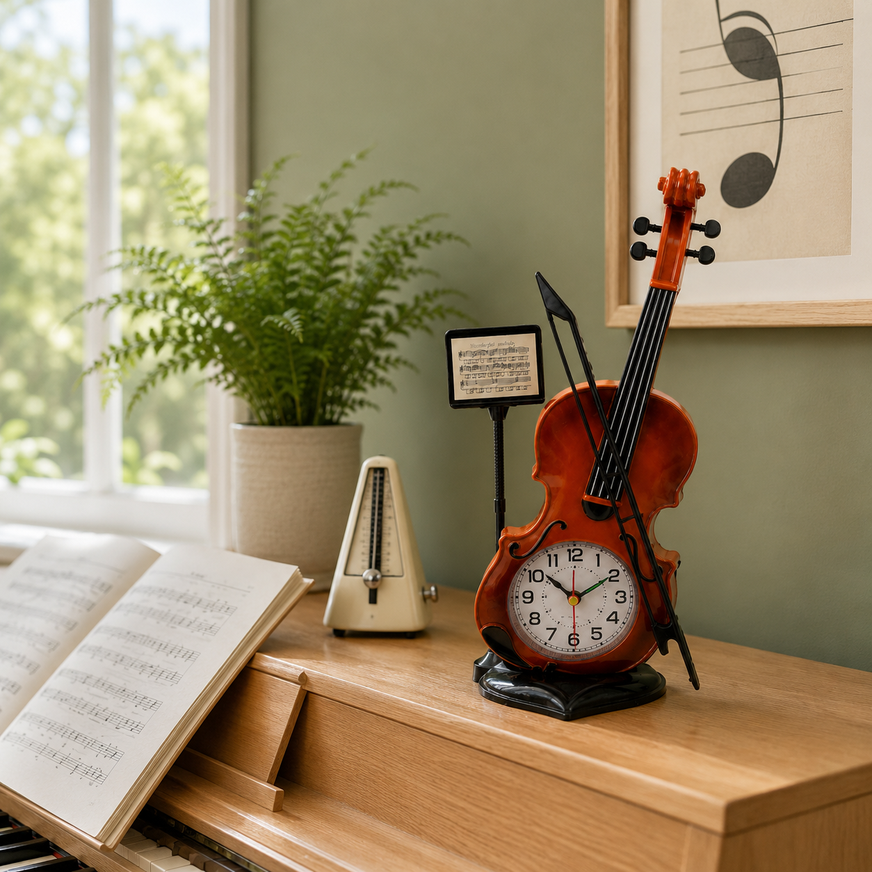 Violin-Shaped Table Alarm Clock – ZH888