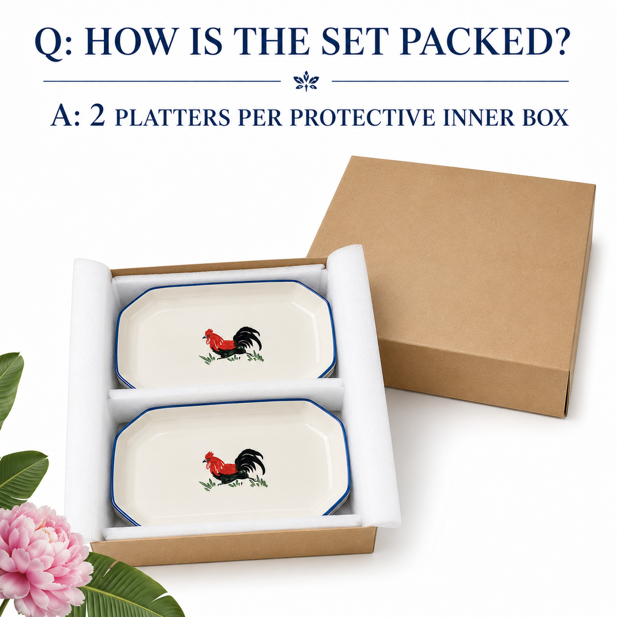 Red Rooster 12-Inch Octagonal Platters – Set of 2